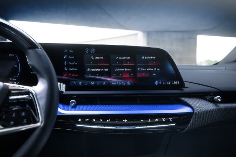 The 2026 OPTIQ-V Display Screen Displaying the V-Mode Settings | Marvin K. Brown Cadillac in San Diego CA