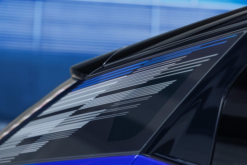 Close-up of the Modern Pattern on the 2026 OPTIQ-V Rear Quarter Glass | Marvin K. Brown Cadillac in San Diego CA